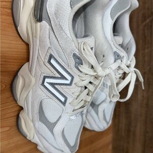 New Balance Cream and Gray Athletic Shoes